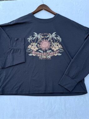 Summer Breeze Graphic Long Sleeve Swim Coverup - Korean brand Top Ten sz XXL